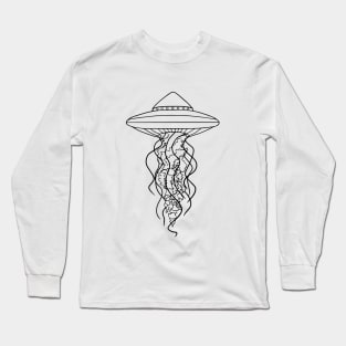 UFO Jellyfish Line Drawing Long Sleeve T-Shirt